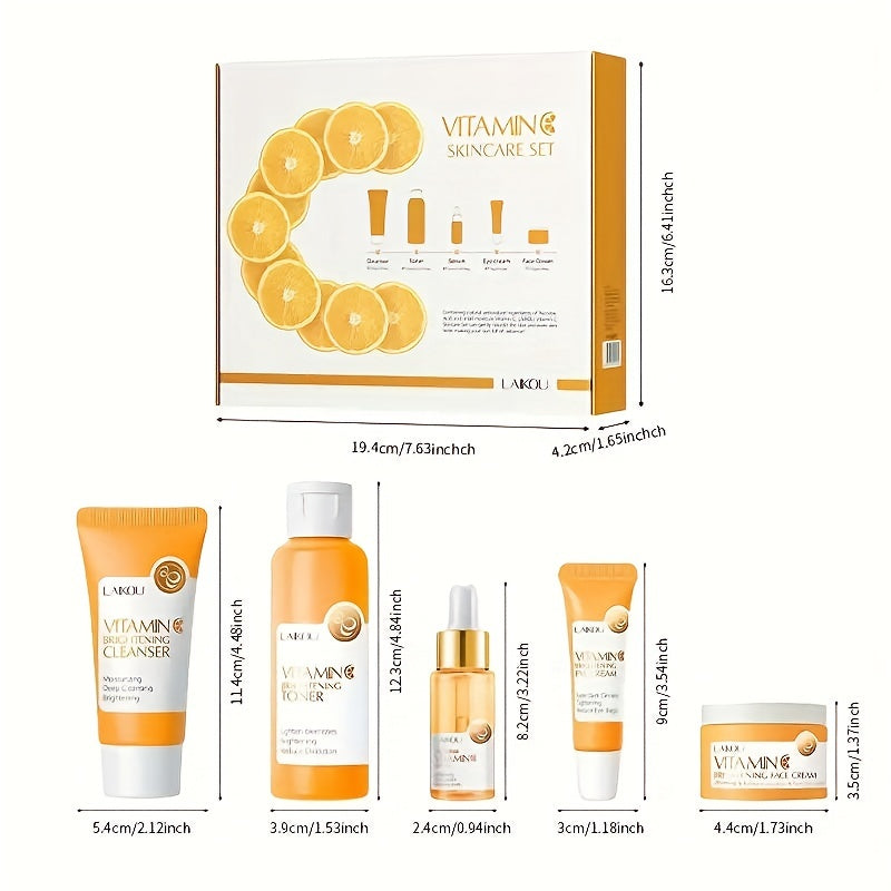 π LAIKOU Vitamin C Series 5 pcs π§΄π§πππ β Cleanser, Toner, Serum, Eye Cream & Moisturizing Cream β¨ Unisex, Brightening & Hydrating, Skincare Gift π