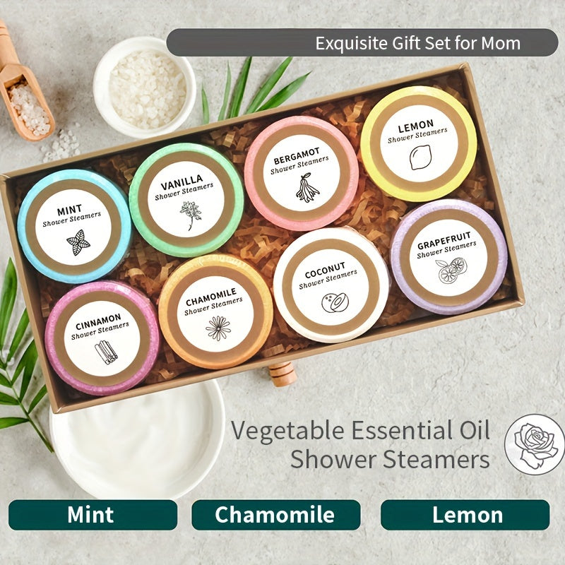 Shower Steamers πΏβ¨ | 8 Essential Oil Bombs πΏ | Lavender π, Mint π±, Vanilla π¦, Citrus ππ, Cinnamon πΆοΈ, Coconut π₯₯ | Spa Relaxation Gift π