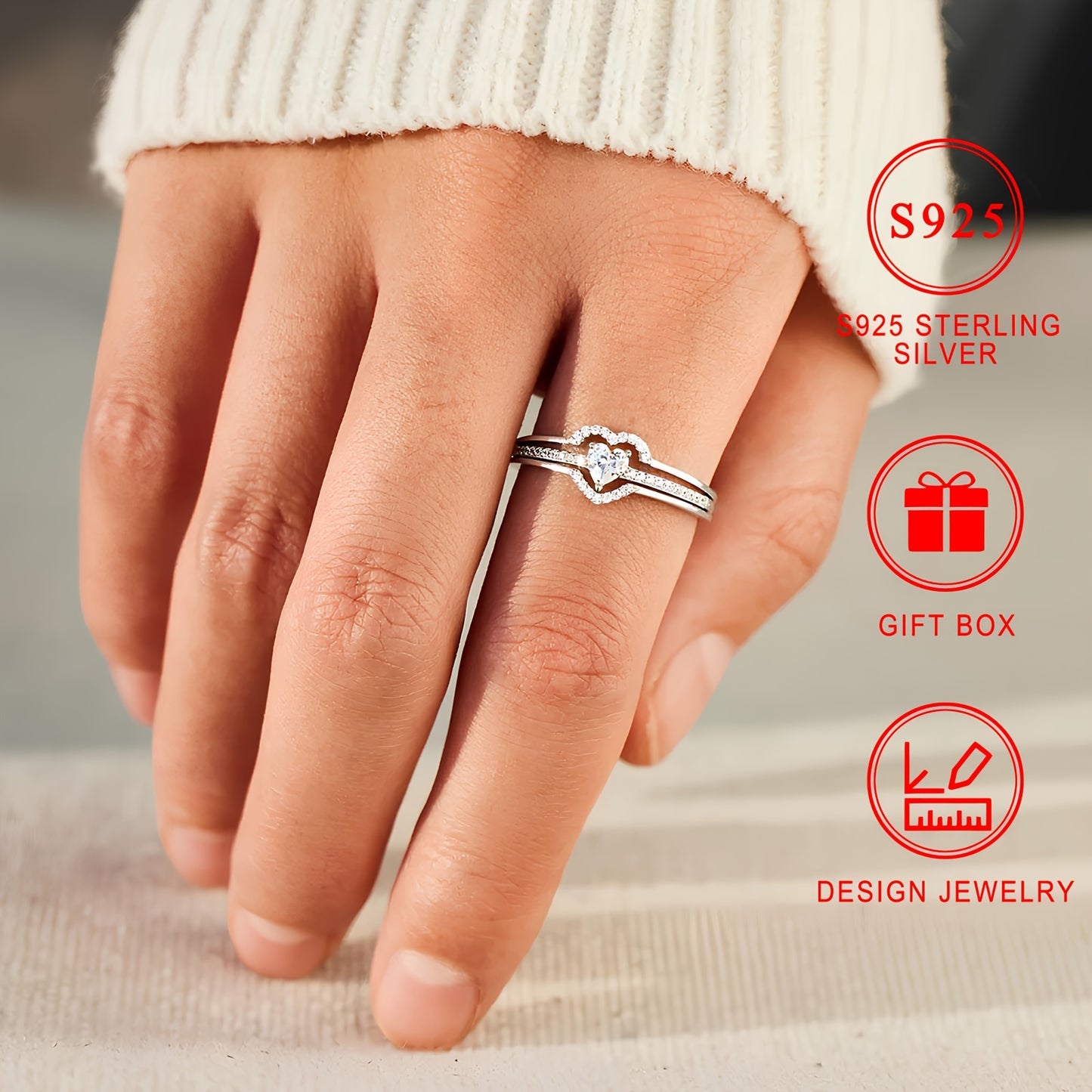 π Itβs a sterling silver heart-shaped ring, 14k gold plated β¨, adorned with sparkling zirconia π. It features a trendy design π, symbolizes beauty πΉ and romance β€οΈ, and comes in a premium gift box π.
