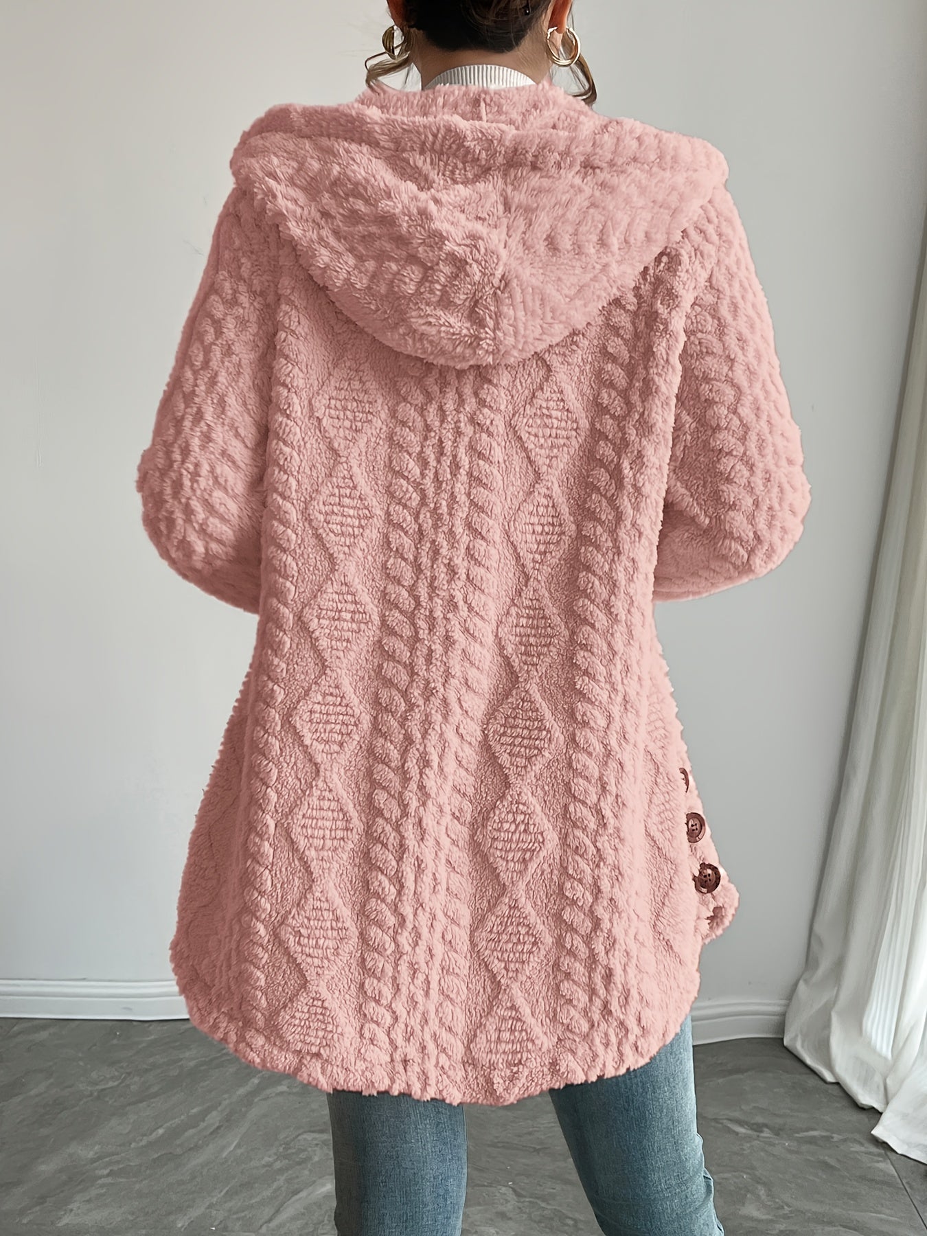 Elegant Women’s Soft Pink Hooded Cardigan
