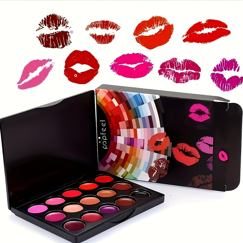 πβ¨ 15 Colors Waterproof Lipstick Palette β Matte & Shiny Shades ππ