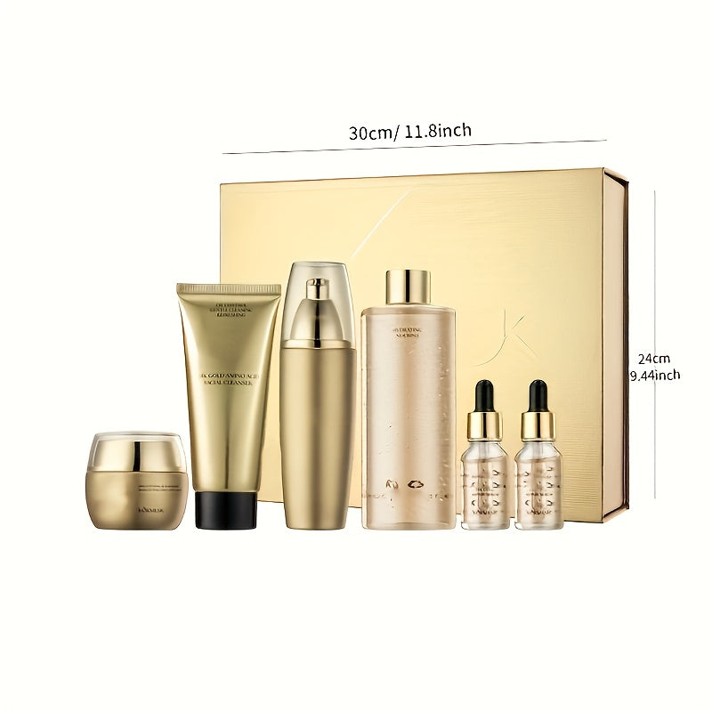 ✨ 6pcs Golden Skincare Set 🧴💛 – Hydrating Premium Facial Kit 💧, Radiant & Flawless Skin ✨, Care for Delicate Skin 🌸, Perfect Valentine’s Gift 🎁 for Her 💖