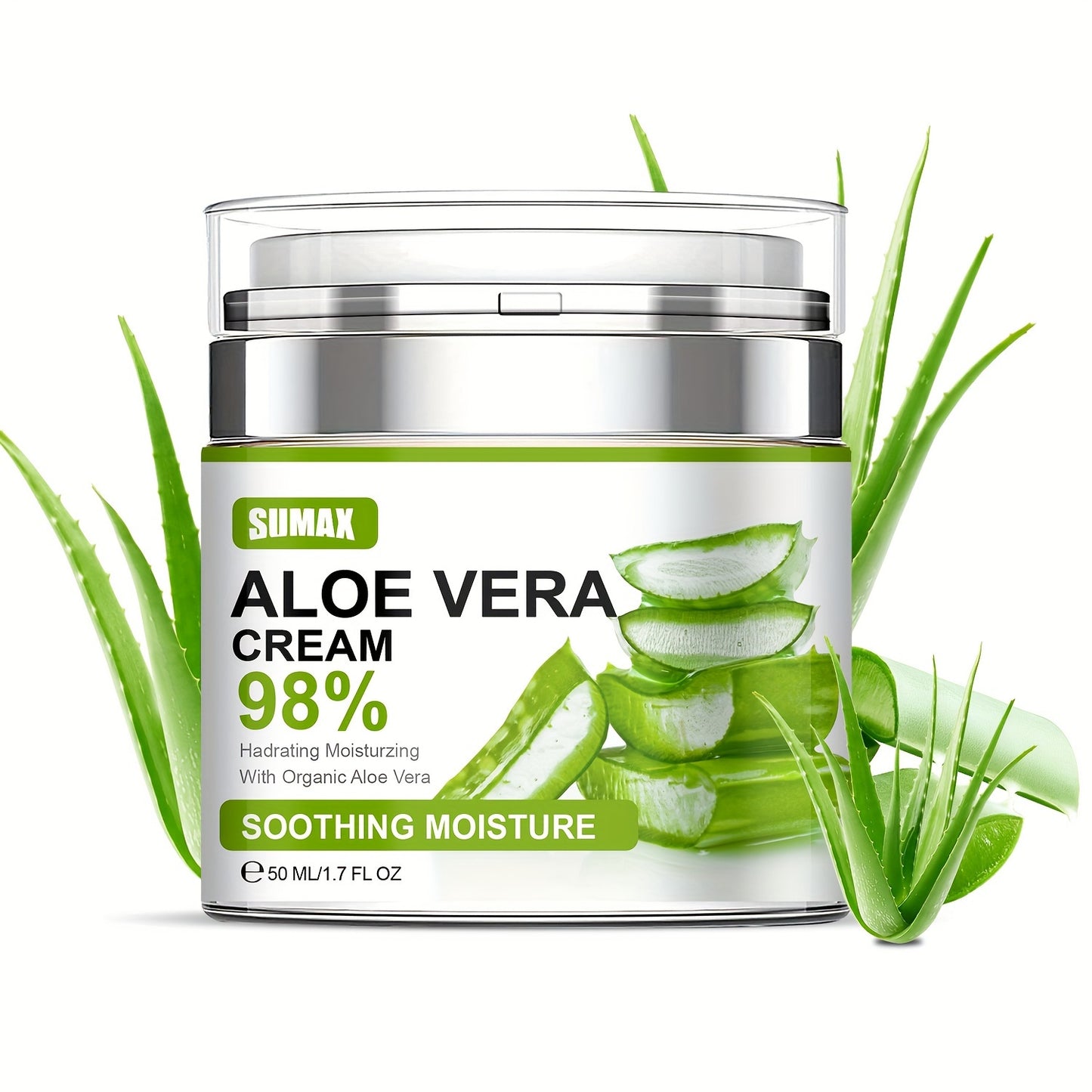 🌿💧 1.69oz Aloe Vera Moisturizing Cream ✨ – 96% Pure Aloe Vera 🍃, Deep Hydration & Nourishment 🌸, Fights Dryness 🛡️, Daily Skincare for Men 👨 & Women 👩