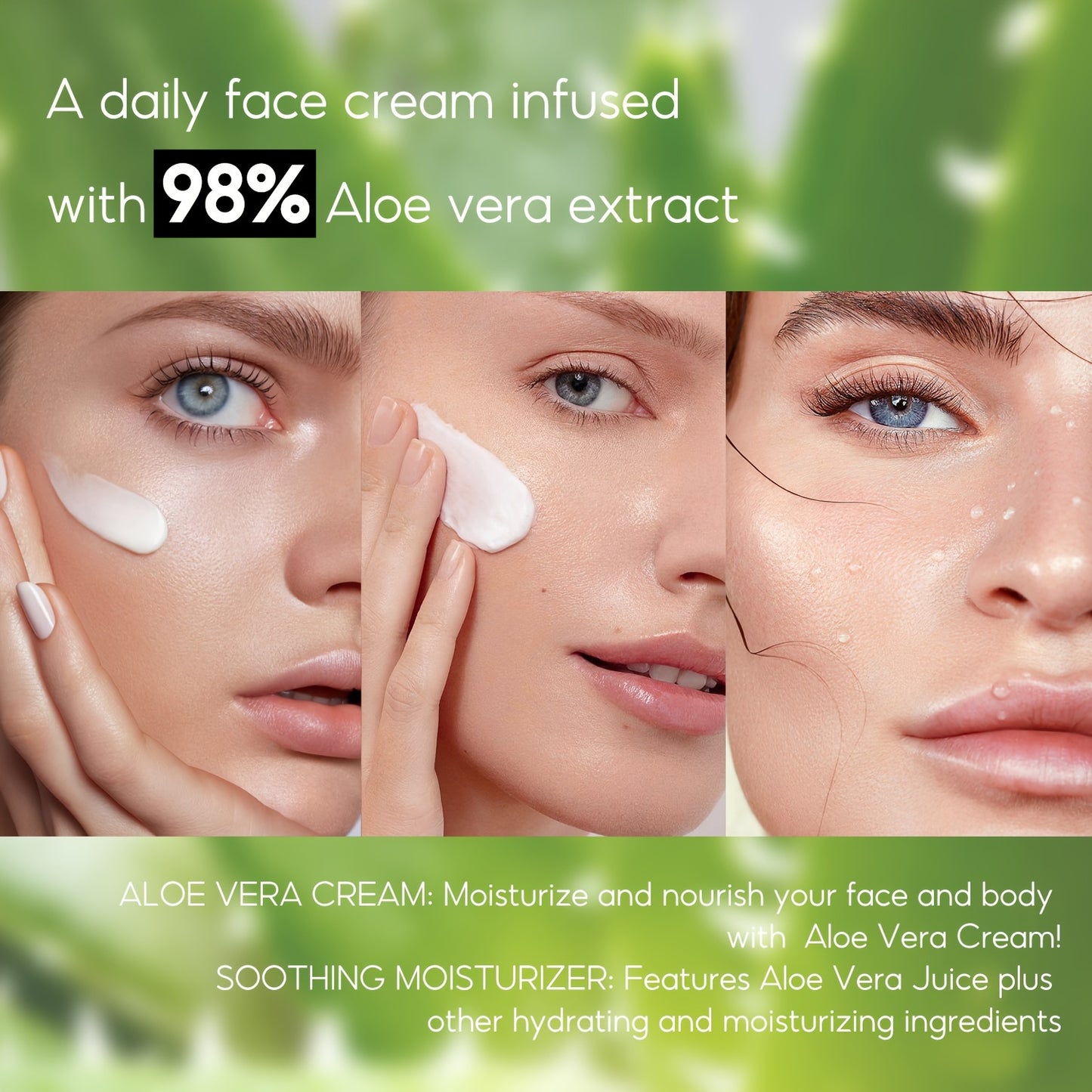 🌿💧 1.69oz Aloe Vera Moisturizing Cream ✨ – 96% Pure Aloe Vera 🍃, Deep Hydration & Nourishment 🌸, Fights Dryness 🛡️, Daily Skincare for Men 👨 & Women 👩