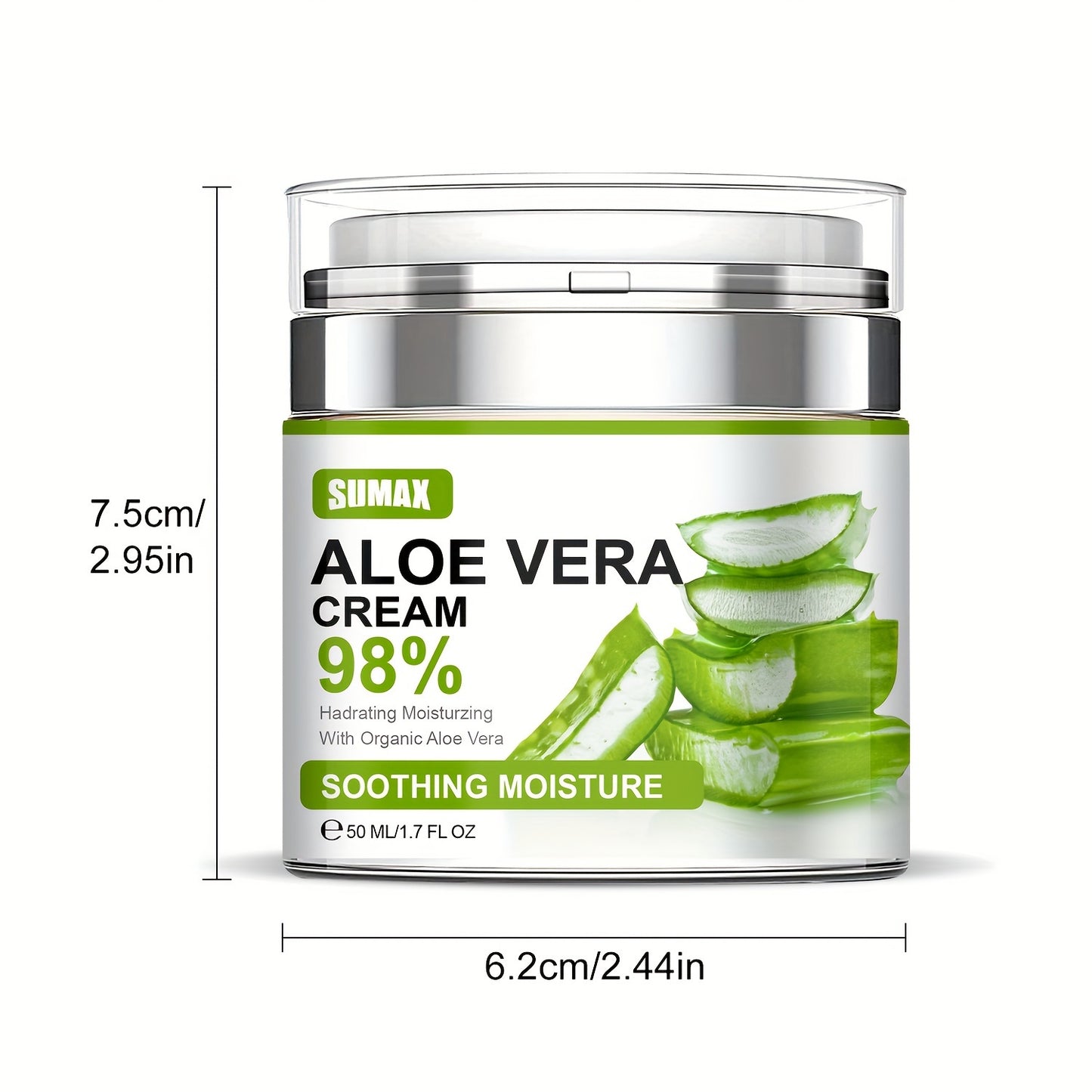 🌿💧 1.69oz Aloe Vera Moisturizing Cream ✨ – 96% Pure Aloe Vera 🍃, Deep Hydration & Nourishment 🌸, Fights Dryness 🛡️, Daily Skincare for Men 👨 & Women 👩