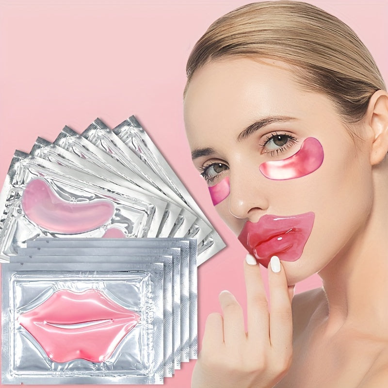 ๐ธ 3pcs2 / 5pcs2 Pink Crystal Lip & Eye Mask Set ๐๐๐ โ Hydrating ๐ง, Moisturizing โจ, Rejuvenating ๐, Exfoliating & Dark Circle Care โ