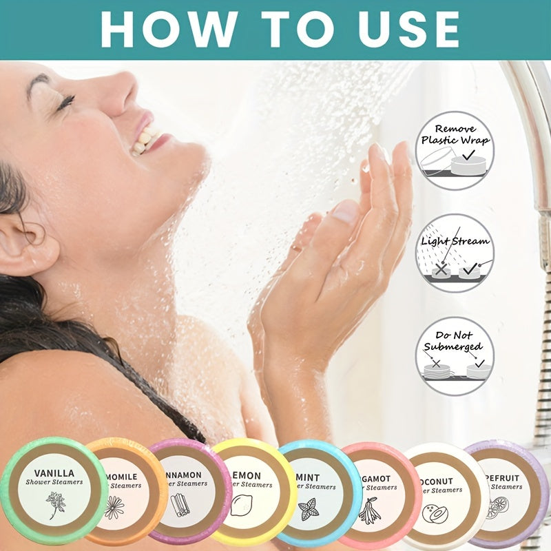 Shower Steamers πΏβ¨ | 8 Essential Oil Bombs πΏ | Lavender π, Mint π±, Vanilla π¦, Citrus ππ, Cinnamon πΆοΈ, Coconut π₯₯ | Spa Relaxation Gift π