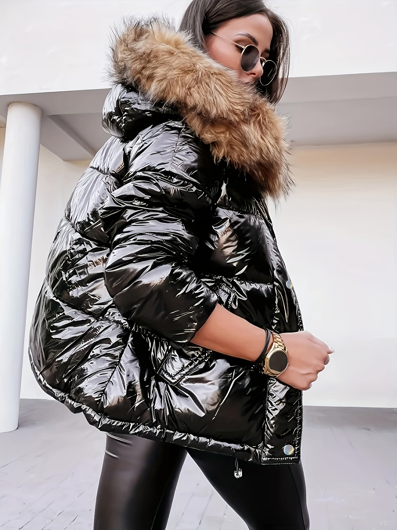 🧥❄️ Women’s Casual Winter Jacket with Faux Fur Hood ✨ Long Sleeve | 🔒 Zippered | 🎨 Solid Color | 🧵 Non-Stretch Nylon 🔥 Cozy Thermal Padded Outerwear | 🌟 Regular Length | ⛄ Warm & Stylish