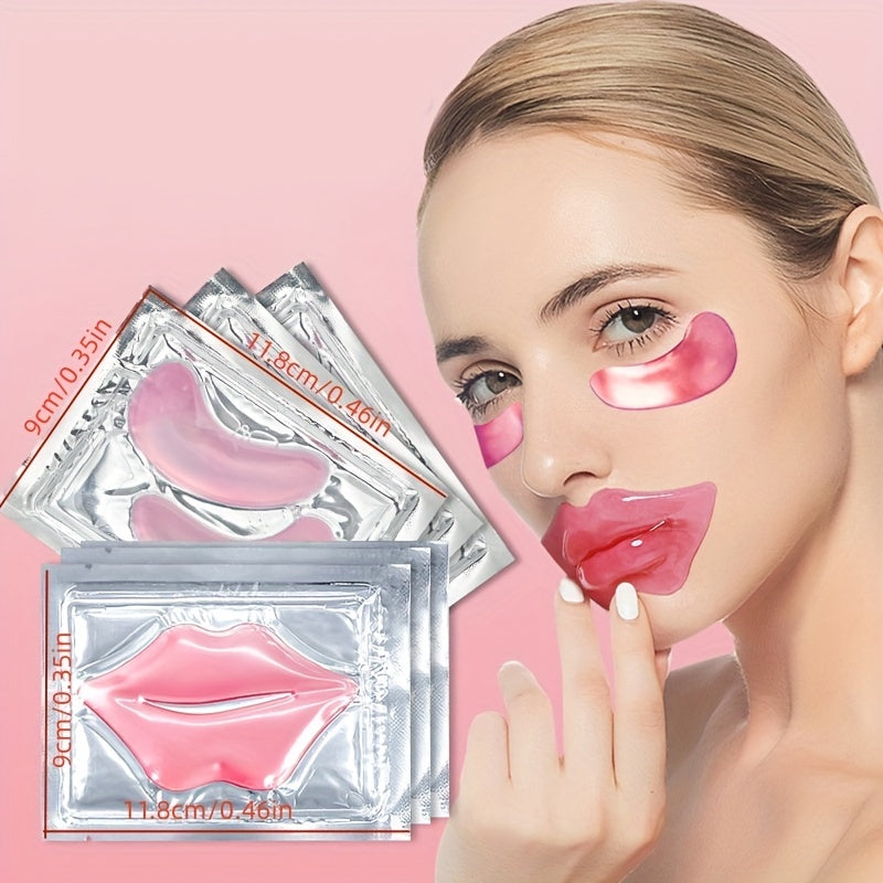 ๐ธ 3pcs2 / 5pcs2 Pink Crystal Lip & Eye Mask Set ๐๐๐ โ Hydrating ๐ง, Moisturizing โจ, Rejuvenating ๐, Exfoliating & Dark Circle Care โ