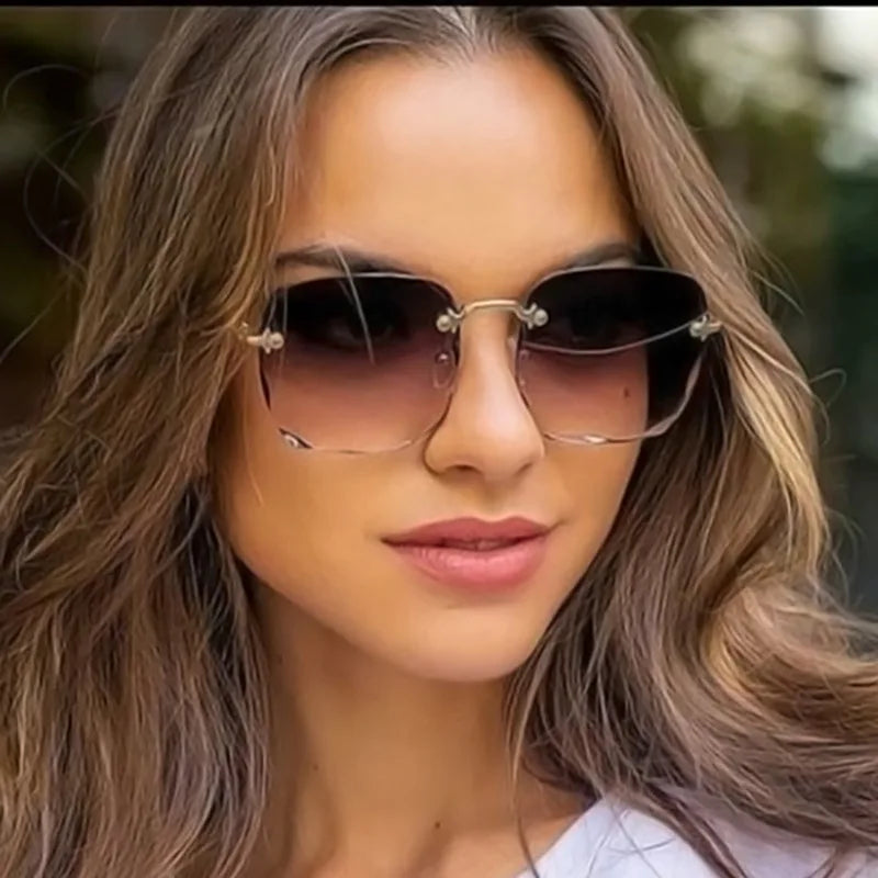 πΆοΈ 2022 Square Rimless Sunglasses β Luxury Designer Style π | Summer Red Glasses π΄ | Unisex UV400 Protection π‘οΈπ | Fashion Shades for Men & Women π