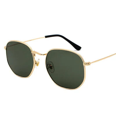 🕶️ Men’s Hexagon Sunglasses 😎 | Unisex Metal Frame ✨ | Retro Gold Tea Shades 🔶 | Fishing & Outdoor Eyewear 🎣🌞 | UV400 Protection 🛡️