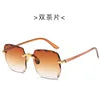 πΆοΈ 2022 Square Rimless Sunglasses β Luxury Designer Style π | Summer Red Glasses π΄ | Unisex UV400 Protection π‘οΈπ | Fashion Shades for Men & Women π