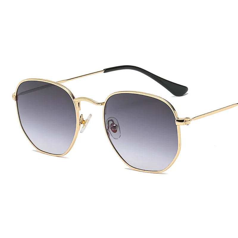 🕶️ Men’s Hexagon Sunglasses 😎 | Unisex Metal Frame ✨ | Retro Gold Tea Shades 🔶 | Fishing & Outdoor Eyewear 🎣🌞 | UV400 Protection 🛡️