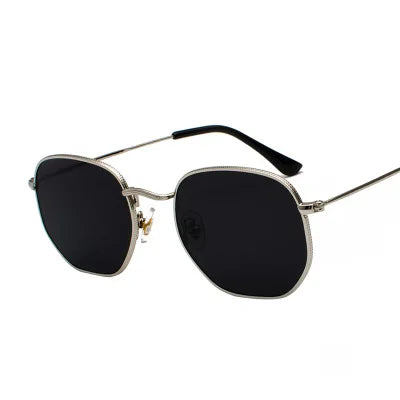 🕶️ Men’s Hexagon Sunglasses 😎 | Unisex Metal Frame ✨ | Retro Gold Tea Shades 🔶 | Fishing & Outdoor Eyewear 🎣🌞 | UV400 Protection 🛡️