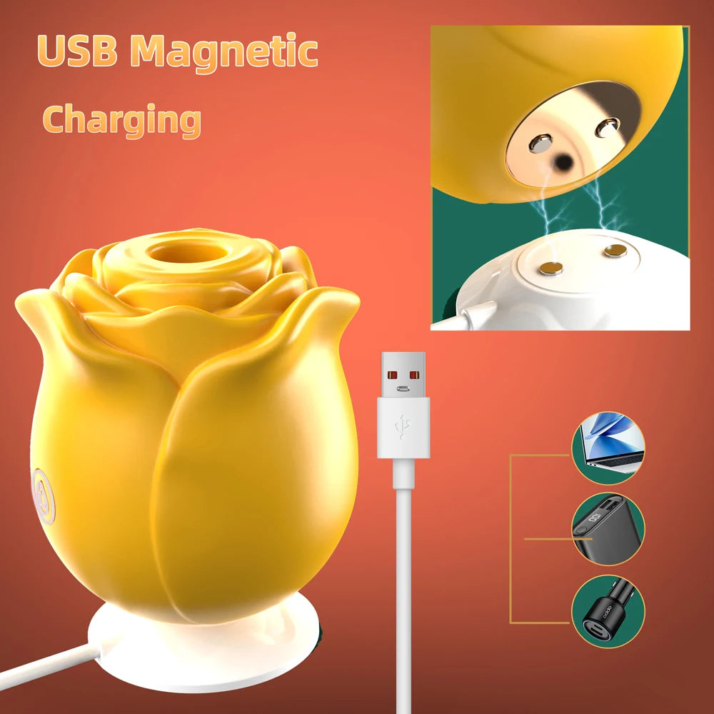Rose Flower 2-in-1 Vibrator πΉβ¨ | Sucking & Beating Modes β‘ | Nipple & Clitoral Stimulator π | Powerful G-Spot & Vaginal Massager π₯ | Adult Toy for Women π
