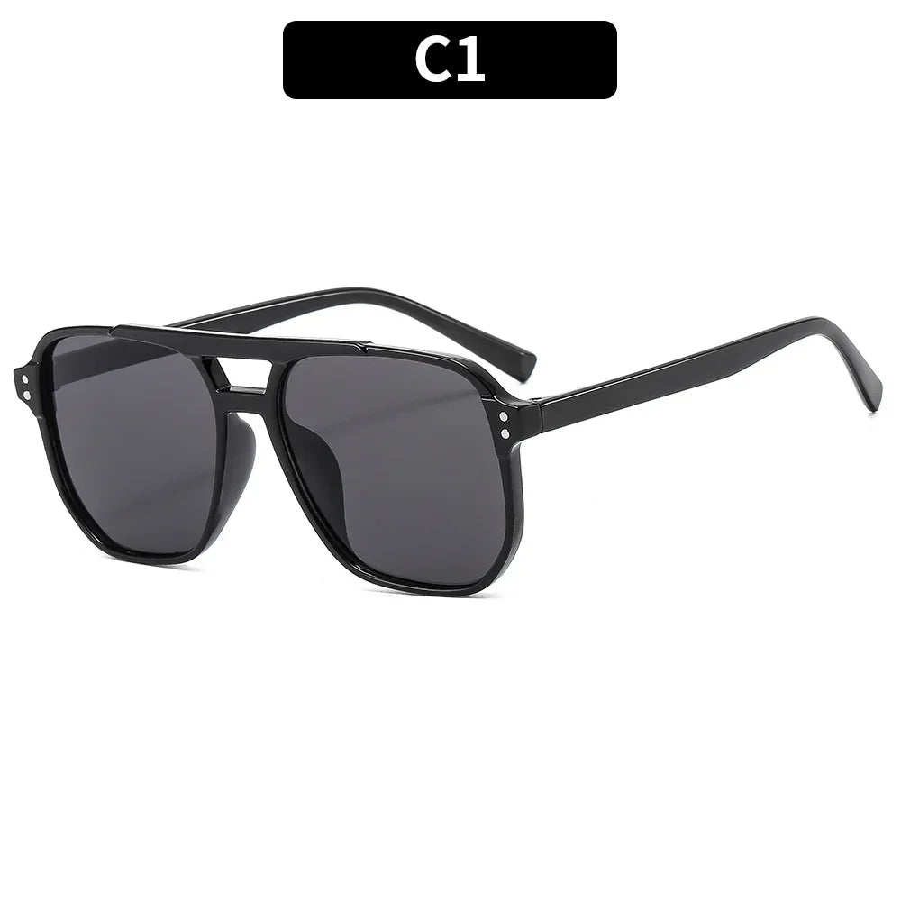 🕶️ Vintage Square Sunglasses 😎 | Unisex Thick Frame ✨ | Double Bridge Style 👓 | Chic Polygon Shades 🔥 | UV400 Protection 🌞 | Women & Men’s Eyewear 💃🕺