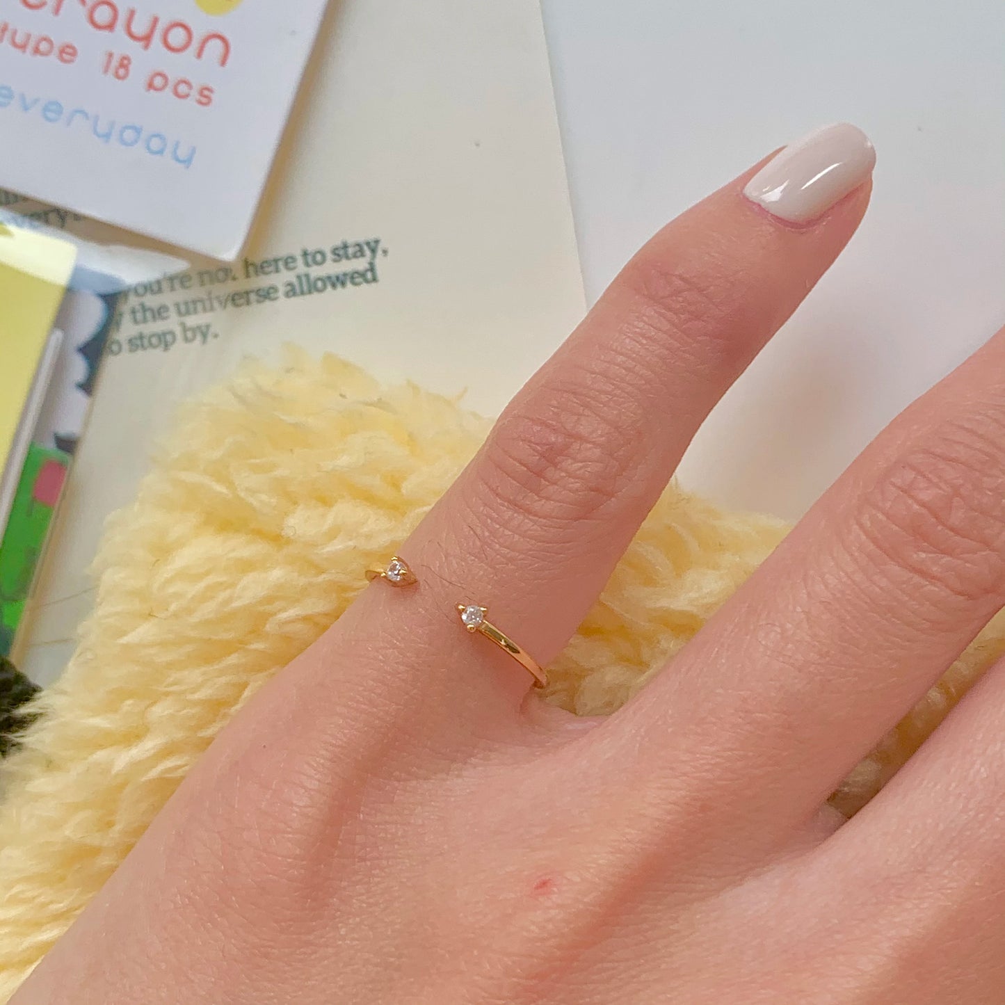 πβ¨ 925 Sterling Silver Zircon Open Ring β Mini Lines Design β¨π