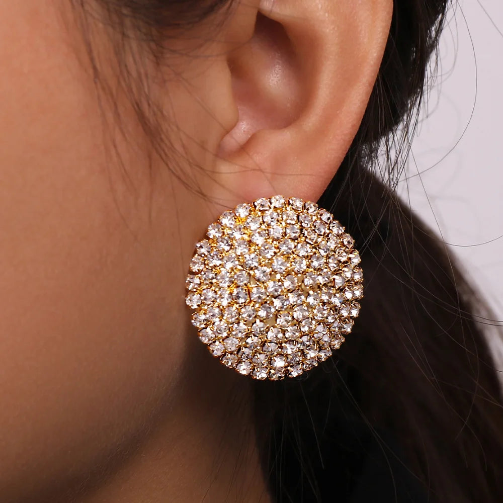 πβ¨ Bling Rhinestone Round Stud Earrings β Crystal Wedding & Party Jewelry β¨π