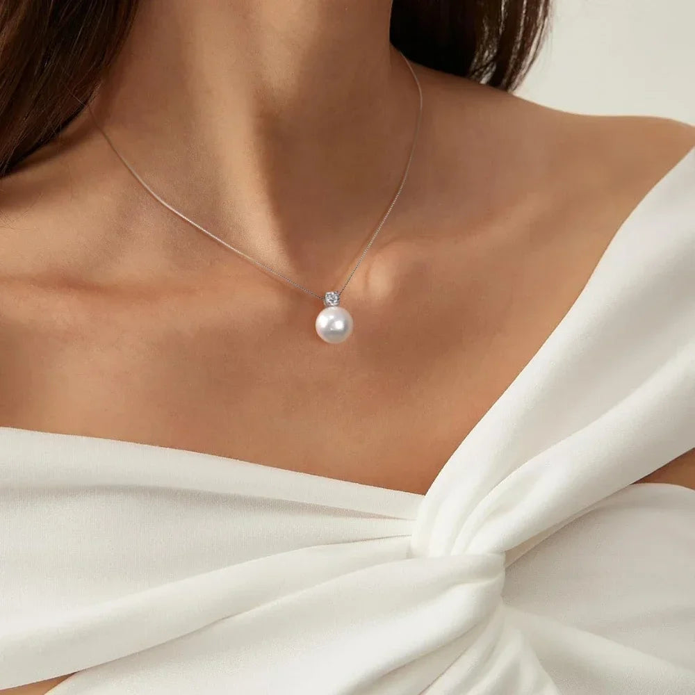 π€β¨ 925 Sterling Silver Pearl Pendant Necklace β 10/12mm β¨π€