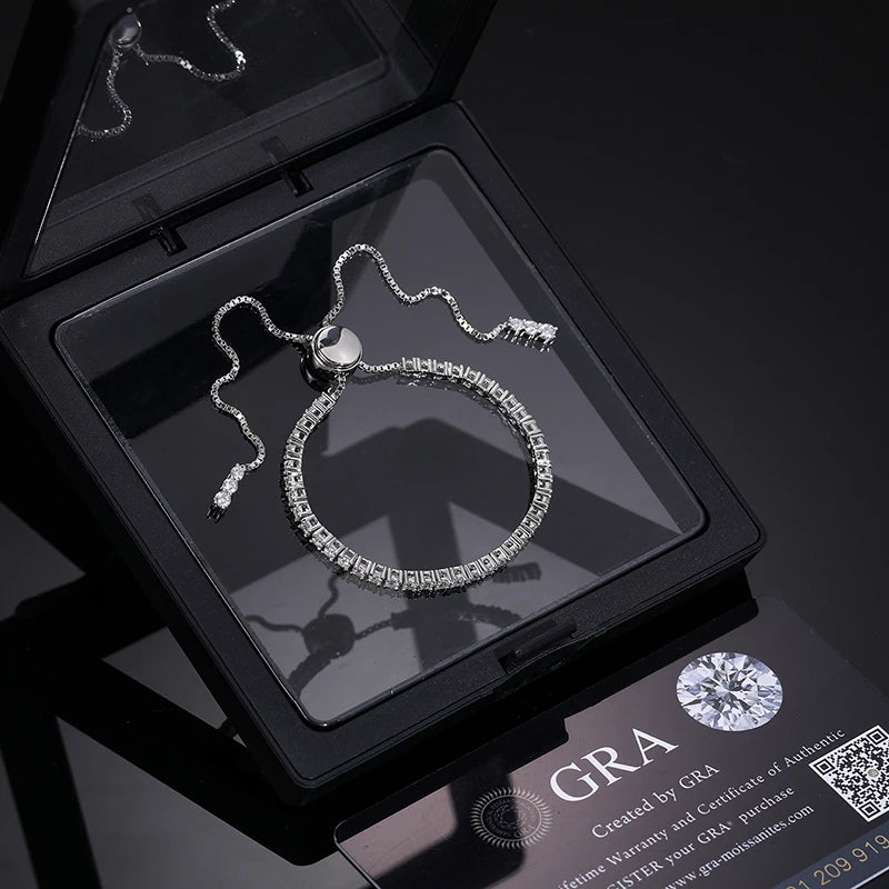 πβ¨ 925 Sterling Silver Moissanite Tennis Bracelet β Adjustable 2/3mm D VVS β¨π