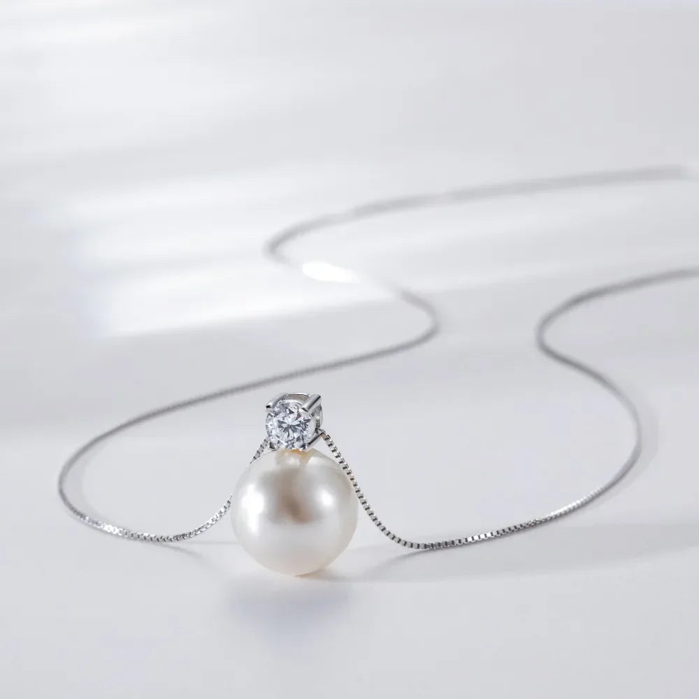 π€β¨ 925 Sterling Silver Pearl Pendant Necklace β 10/12mm β¨π€