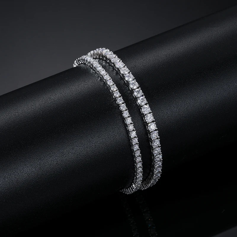 πβ¨ 925 Sterling Silver Moissanite Tennis Bracelet β Adjustable 2/3mm D VVS β¨π