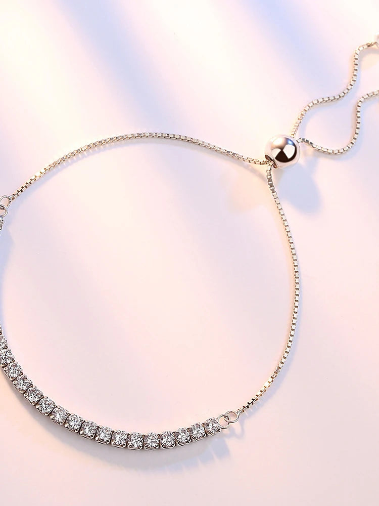 πβ¨ 925 Sterling Silver Tennis Bracelet β Elegant Love Zircon Crystal Chain β¨π