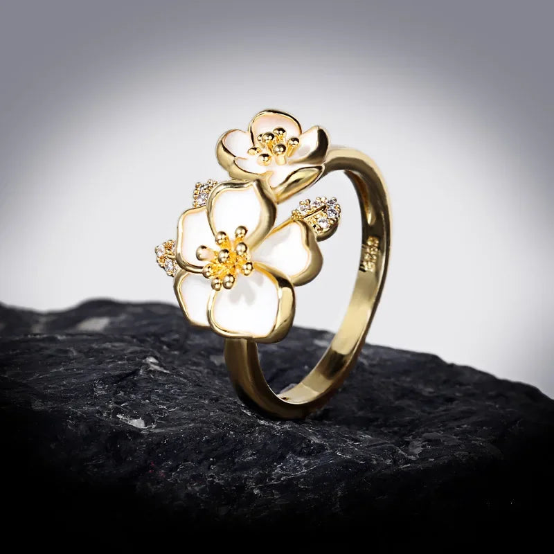 πΌπ Exquisite White Daisy Flower Ring β 925 Sterling Silver Handmade Enamel ππΌ