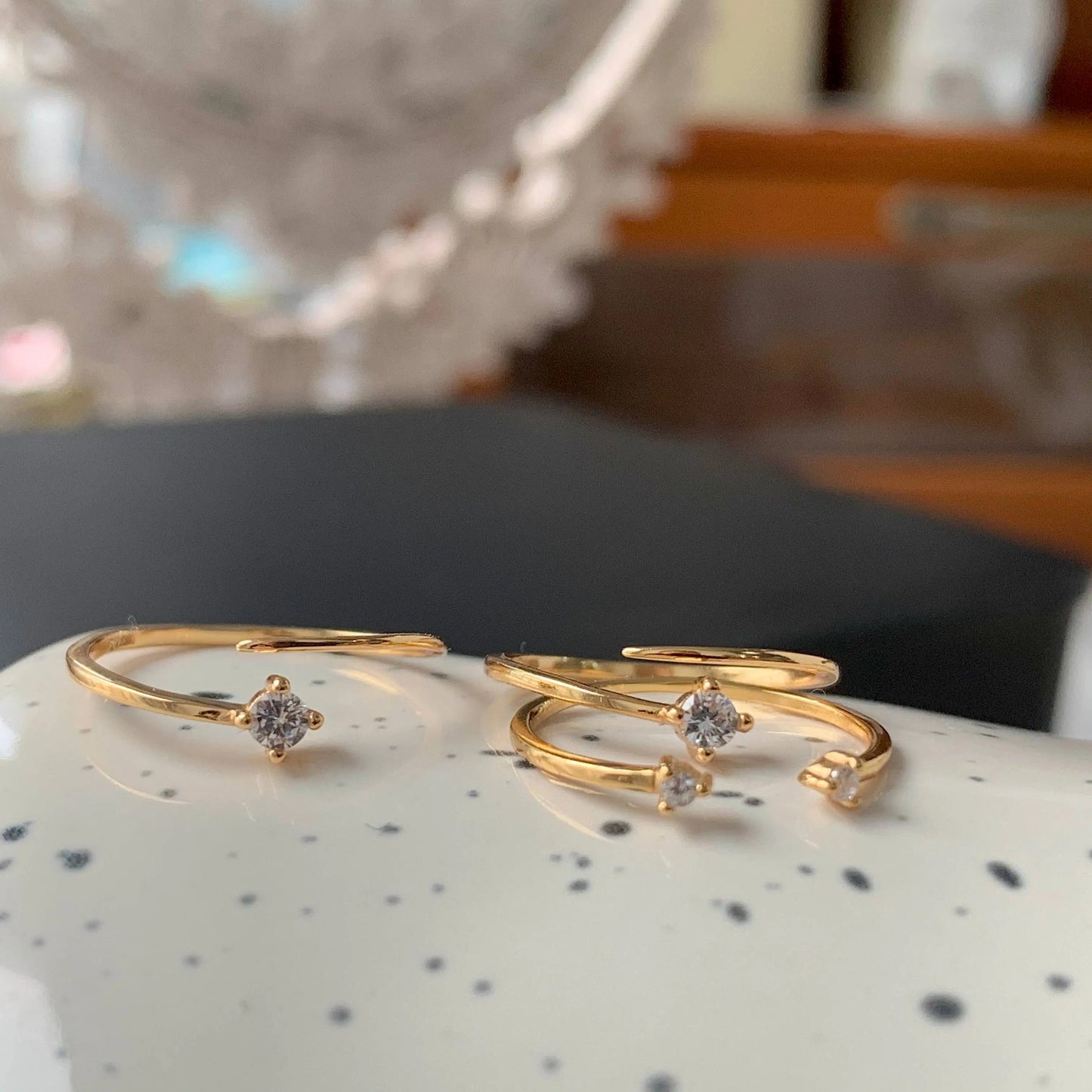 πβ¨ 925 Sterling Silver Zircon Open Ring β Mini Lines Design β¨π