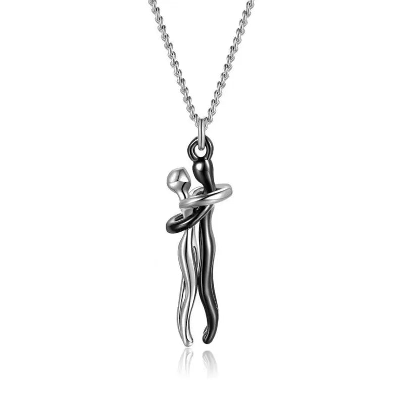💖✨ Hip Hop Embrace Couple Pendant – Lovers’ Hug Necklace ✨💖