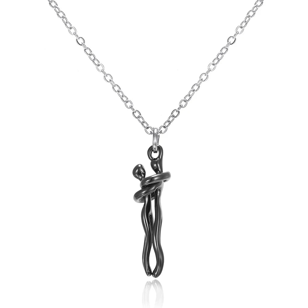💖✨ Hip Hop Embrace Couple Pendant – Lovers’ Hug Necklace ✨💖