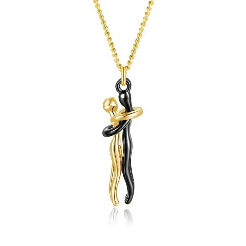 💖✨ Hip Hop Embrace Couple Pendant – Lovers’ Hug Necklace ✨💖