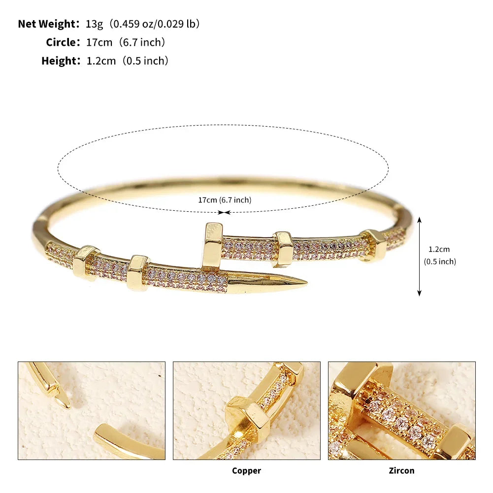 ๐โจ Trendy Nail Bracelet with Zircon โ Elegant Womenโs Jewelry โจ๐