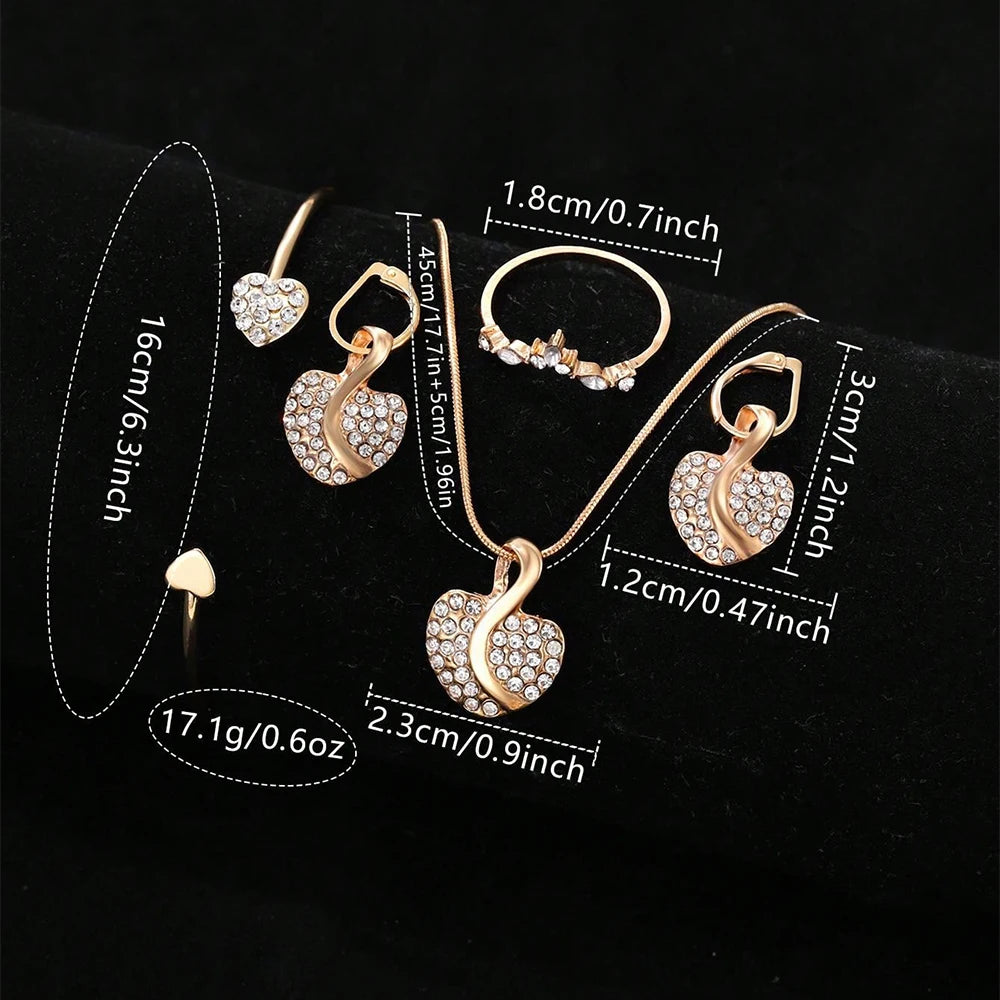 πβ¨ Womenβs Luxury Quartz Watch & Jewelry Set β Gold with Rhinestones β¨π