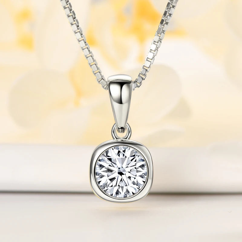 πβ¨ Lnngy 6.5mm 1ct Round Moissanite Necklace β 925 Sterling Silver β¨π