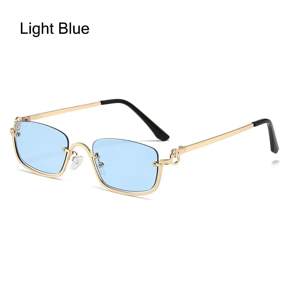 🕶️ Trendy Small Square Sunglasses 😎 | Women & Men 👩🦰👨 | Metal Half Frame ✨ | Hip-Hop Retro Style 🎤 | Vintage Narrow Shades 🔥