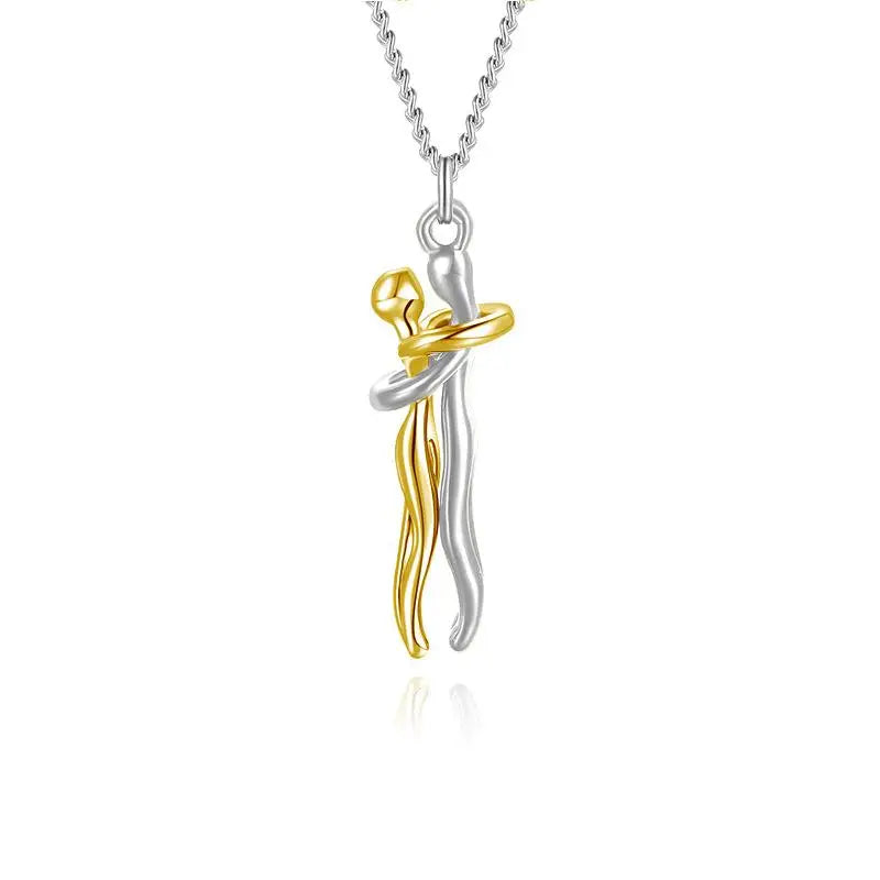 💖✨ Hip Hop Embrace Couple Pendant – Lovers’ Hug Necklace ✨💖