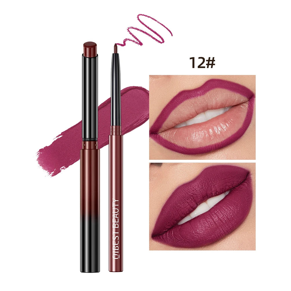 QIBEST Matte Nude Lipstick Pen β βοΈ Lipliner & π Lipstick 2-in-1 | β³ Long-lasting | π§ Waterproof | πΉ 12 Colors | π Perfect Lip Contour