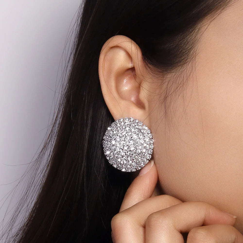 πβ¨ Bling Rhinestone Round Stud Earrings β Crystal Wedding & Party Jewelry β¨π