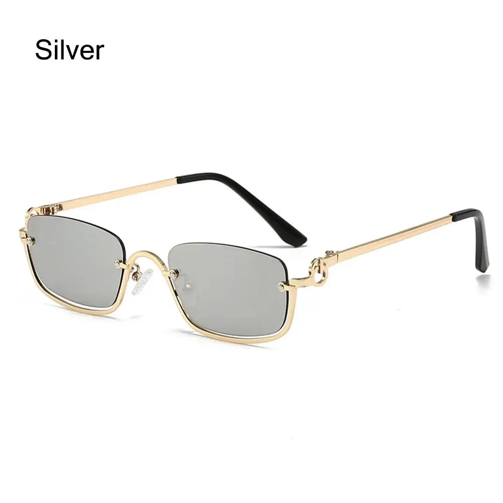 🕶️ Trendy Small Square Sunglasses 😎 | Women & Men 👩🦰👨 | Metal Half Frame ✨ | Hip-Hop Retro Style 🎤 | Vintage Narrow Shades 🔥