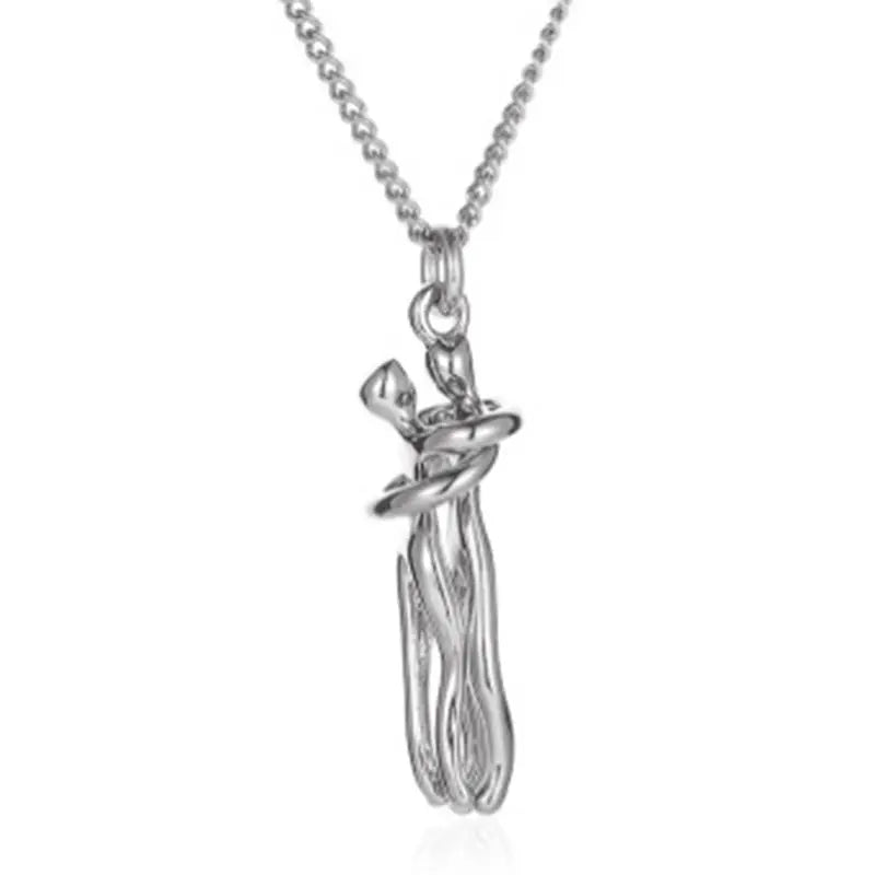 💖✨ Hip Hop Embrace Couple Pendant – Lovers’ Hug Necklace ✨💖