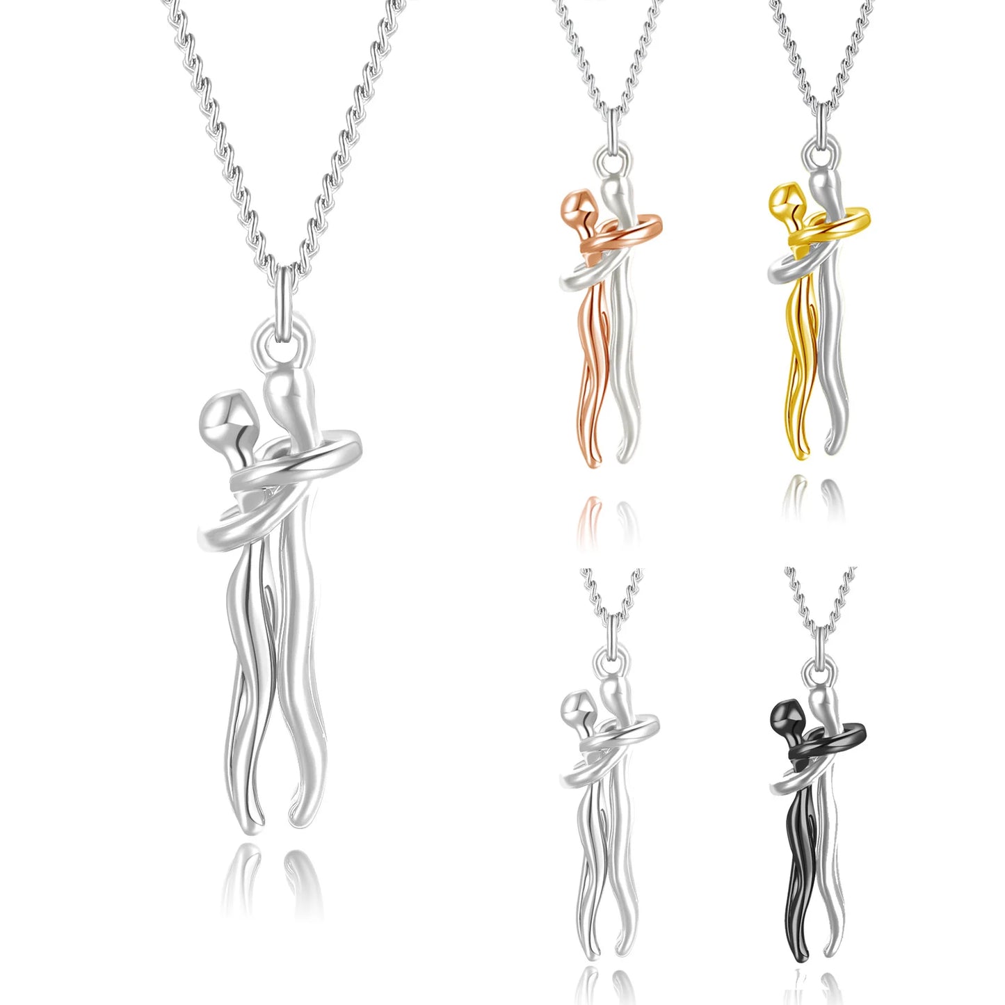 💖✨ Hip Hop Embrace Couple Pendant – Lovers’ Hug Necklace ✨💖