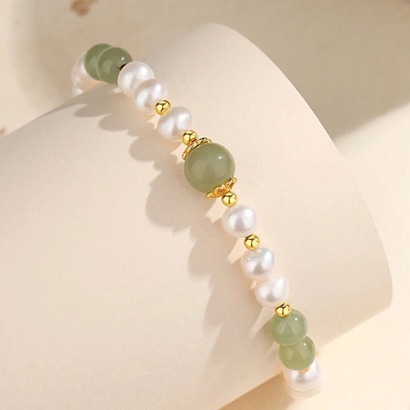 πβ¨ Jade & Agate Beaded Bracelet β Crystal Green Stone Jewelry β¨π