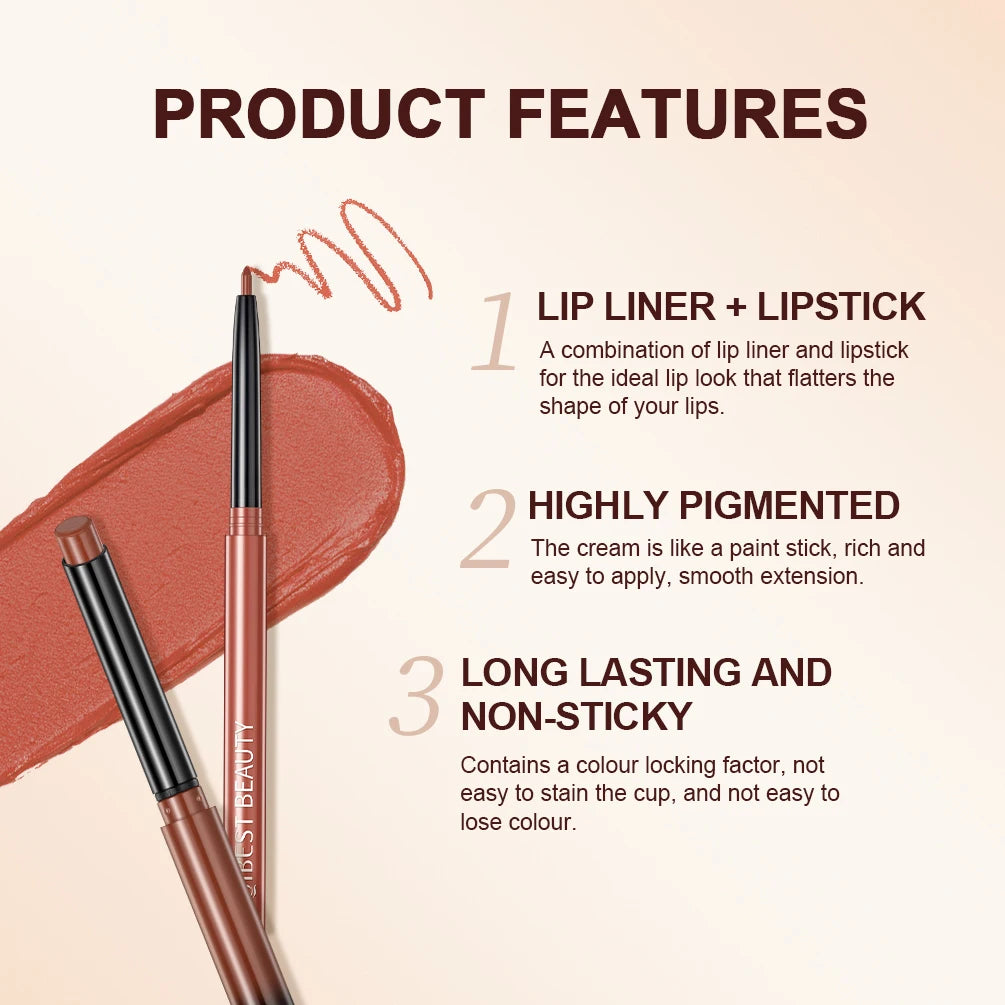 QIBEST Matte Nude Lipstick Pen β βοΈ Lipliner & π Lipstick 2-in-1 | β³ Long-lasting | π§ Waterproof | πΉ 12 Colors | π Perfect Lip Contour
