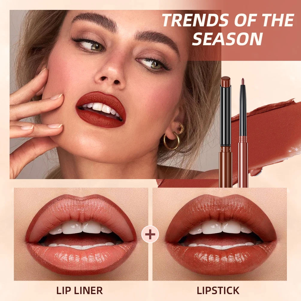 QIBEST Matte Nude Lipstick Pen β βοΈ Lipliner & π Lipstick 2-in-1 | β³ Long-lasting | π§ Waterproof | πΉ 12 Colors | π Perfect Lip Contour
