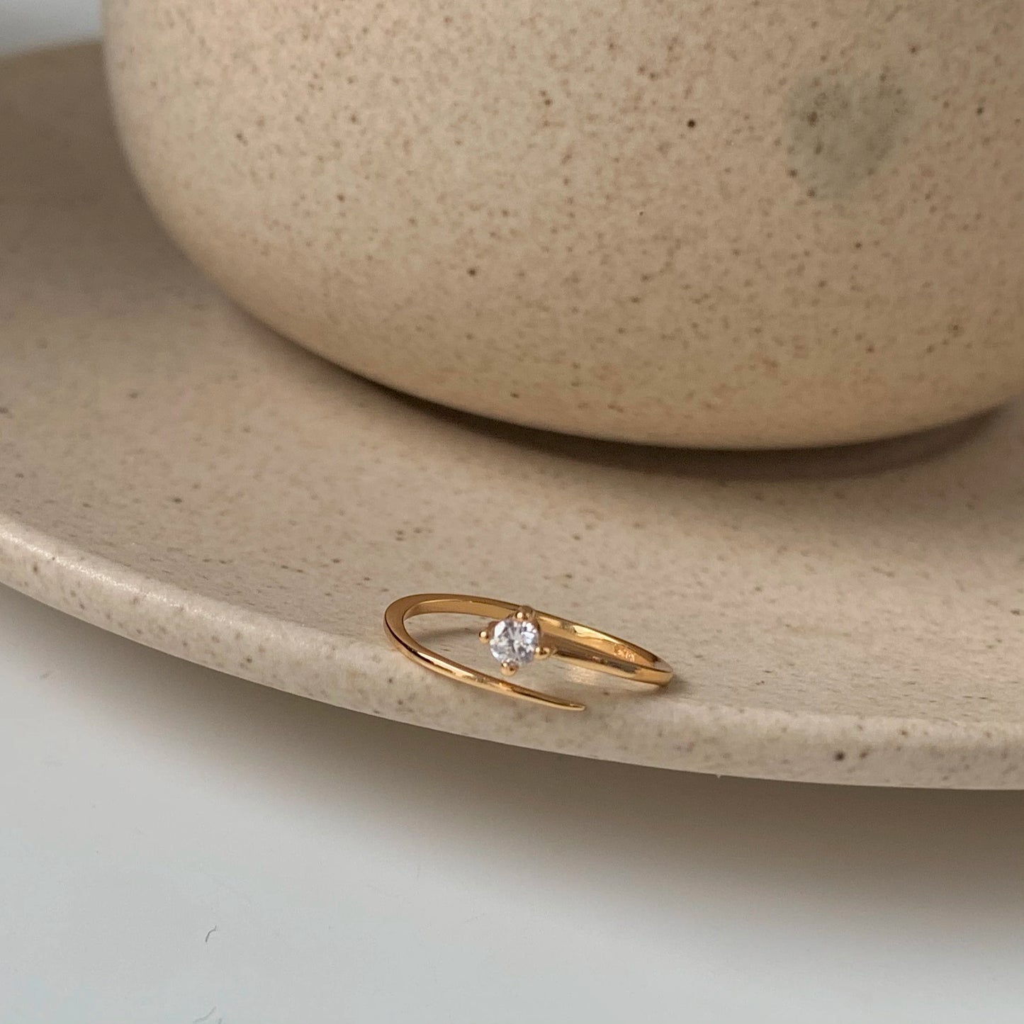 πβ¨ 925 Sterling Silver Zircon Open Ring β Mini Lines Design β¨π