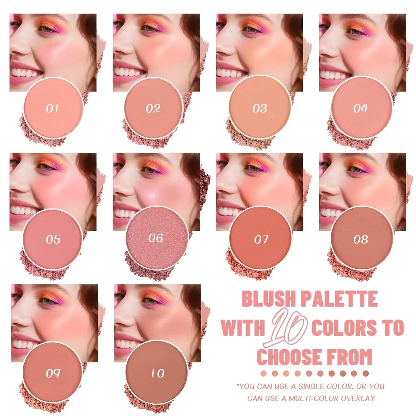 π¨ 10-Color Matte Blush Palette β Blendable, Long-Lasting & Waterproof Cheek Makeup πβ¨