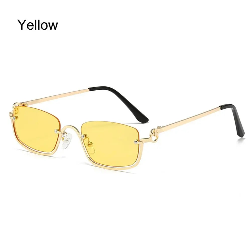 🕶️ Trendy Small Square Sunglasses 😎 | Women & Men 👩🦰👨 | Metal Half Frame ✨ | Hip-Hop Retro Style 🎤 | Vintage Narrow Shades 🔥