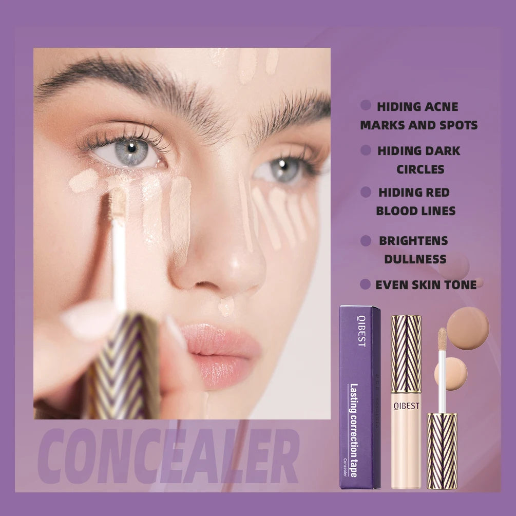 β¨ QIBEST Liquid Concealer Foundation β π Brightening Cream | π― Spot & Acne Mark Coverage | π Dark Circle Corrector | π Long-Lasting Makeup for Women