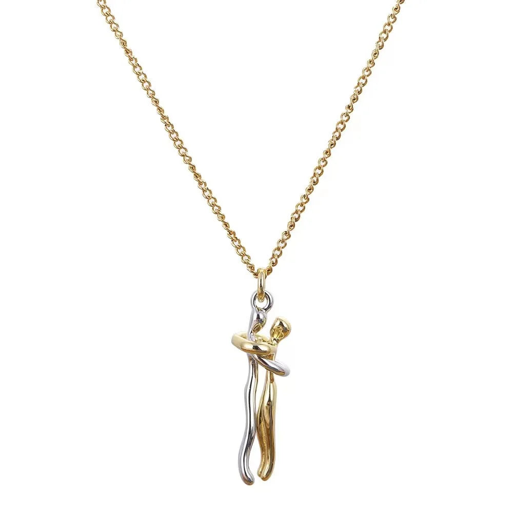 💖✨ Hip Hop Embrace Couple Pendant – Lovers’ Hug Necklace ✨💖